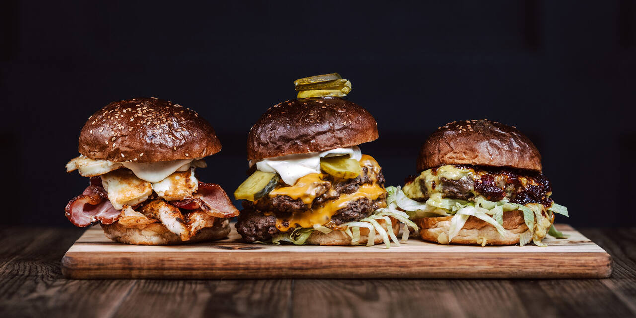 Three burgers served at No.3a